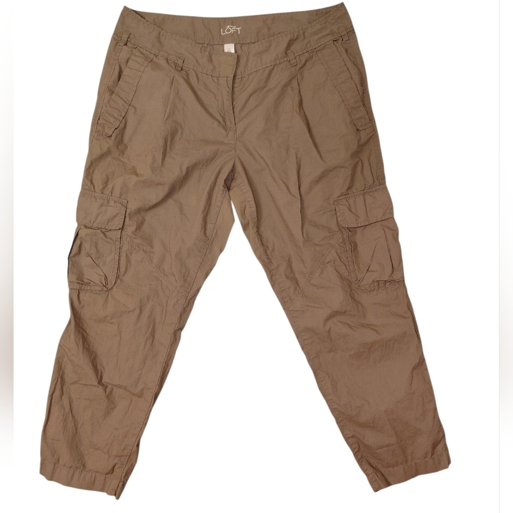 LOFT Tan Lightweight Cargo Pants Womens Utility Casual Outdoor Hiking Sz 10